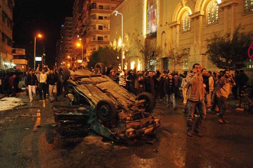 A car bomb exploded in front of a church in Egypt's northern city of Alexandria, leaving 21 dead and 55 injured, January 1, 2011. [Xinhua]