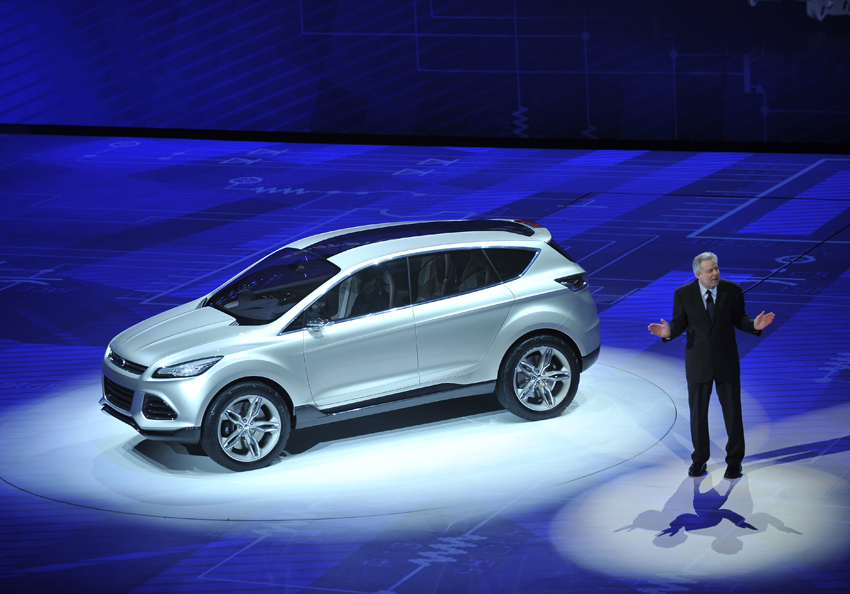 Ford unveils the Vertrek concept car at the North American International Auto Show (NAIAS) in Detroit, the United States, Jan. 10, 2011.[Photo/Xinhua]