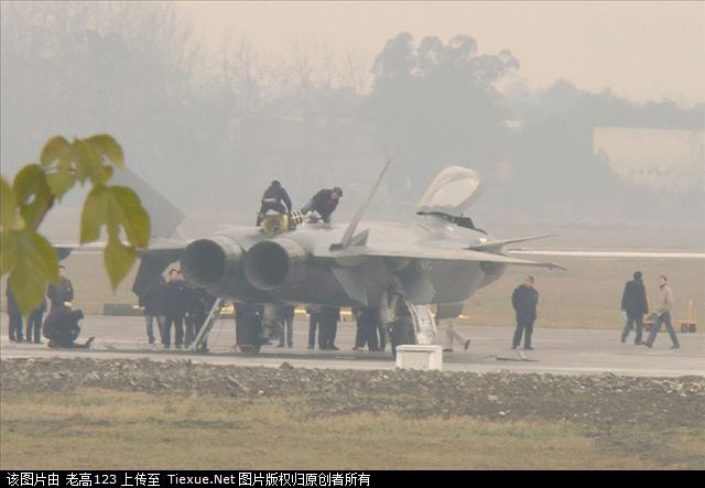 A photo which recently leaked online, has been theorized to be a stealth fighter jet, dubbed a J-20 fighter, for the Chinese military. [Xinhua]