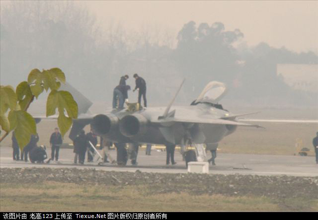 A photo which recently leaked online, has been theorized to be a stealth fighter jet, dubbed a J-20 fighter, for the Chinese military. [Xinhua]