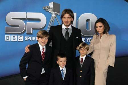 File photo of David, Victoria Beckham and their three sons.