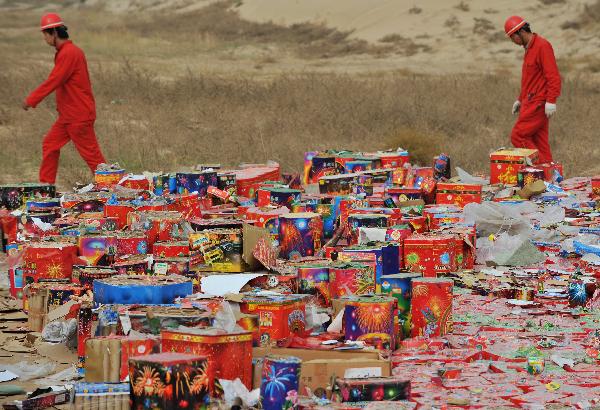 Fireworks of poor quality destroyed in Yinchuan