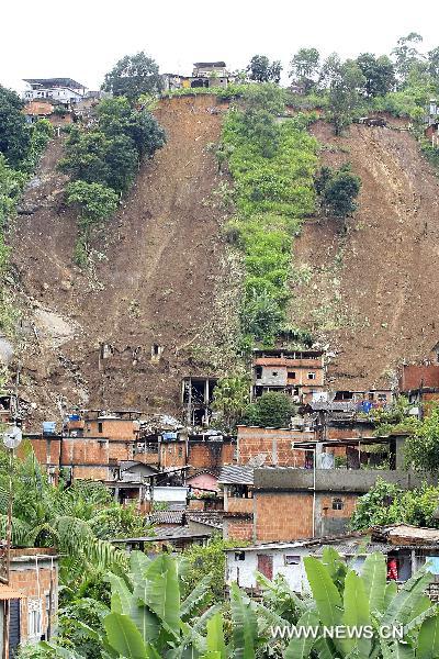 Destruction caused by landslides are seen in Nova Friburgo, Brazil, Jan. 15, 2011. According to the local government, the death toll caused by this week's heavy rains and mudslide that hit Brazil's Rio de Janeiro state has reached at least 550. (Xinhua/Agencia Estado) 