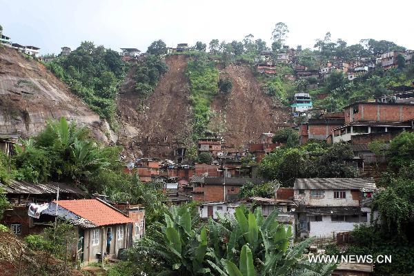 Destruction caused by landslides are seen in Nova Friburgo, Brazil, Jan. 15, 2011. According to the local government, the death toll caused by this week's heavy rains and mudslide that hit Brazil's Rio de Janeiro state has reached at least 550. (Xinhua/Agencia Estado)