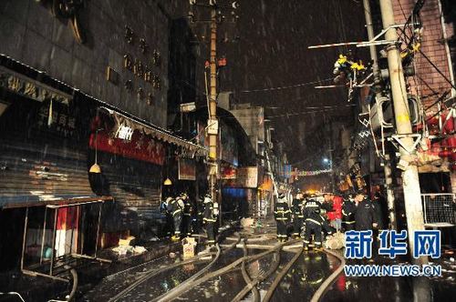 The fire in a residential area in Wuhan, capital of central China's Hubei Province, was put out Tuesday morning and no casualties were reported, local authorities said.