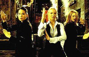 Lucy Liu (left) in her first lead role as Alex Munday in Charlie's Angels.