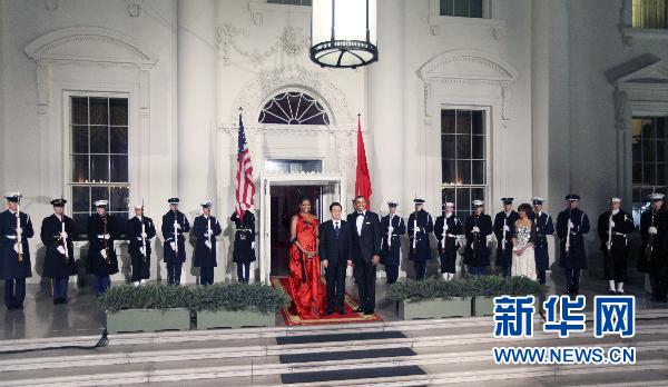 Chinese President Hu Jintao attends a welcome banquet hosted by U.S. President Barack Obama at the White House in Washington, the United States, Jan. 19, 2011. [Huang Jingwen/Xinhua] 