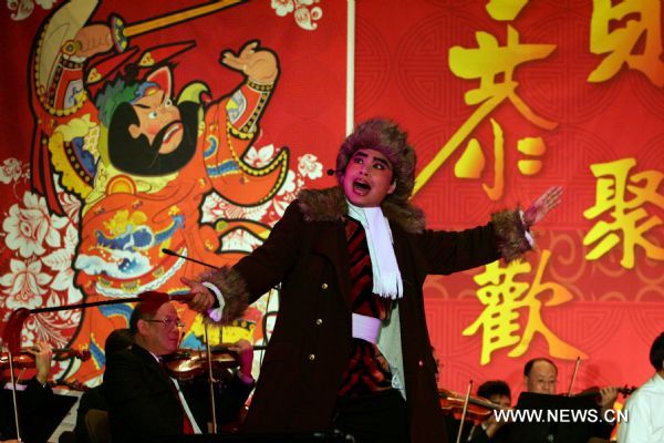 Peking Opera performer Lv Weizhong performs at the New York 2011 Chinese New Year Gala in Flushing, New York, the United States, Jan. 22, 2011. Chinese Americans gathered on Saturday in China Town in New York to celebrate the Chinese Spring Festival which falls on Feb. 3, 2011 this year. 