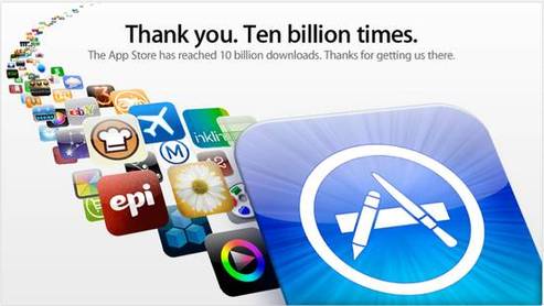 Less than three years after its launch, Apple's App Store reached 10 billion downloads last Saturday.