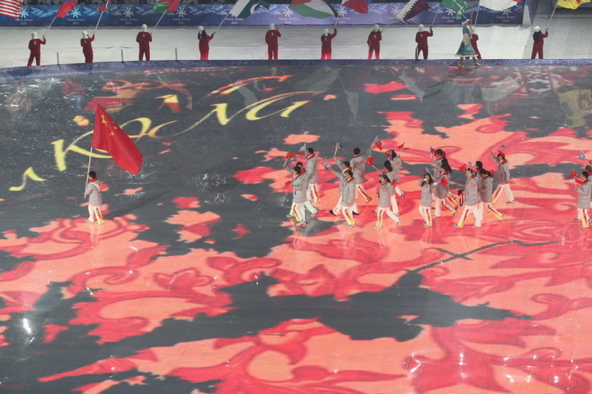 Photo taken on Jan. 30, 2011 shows the opening ceremony of the 7th Asian Winter Games in Astana, capital of Kazakhstan. The 7th Asian Winter Games lasts from Jan. 30 to Feb. 6. [Photo/sina]