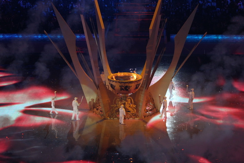 Photo taken on Jan. 30, 2011 shows the opening ceremony of the 7th Asian Winter Games in Astana, capital of Kazakhstan. The 7th Asian Winter Games lasts from Jan. 30 to Feb. 6. [Photo/sina]