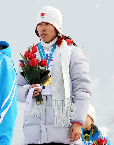 China's Wang Chunli wins gold in the 7th Asian Winter Games women's 7.5 km sprint biathlon in Almaty, Kazakhstan January 31, 2011.