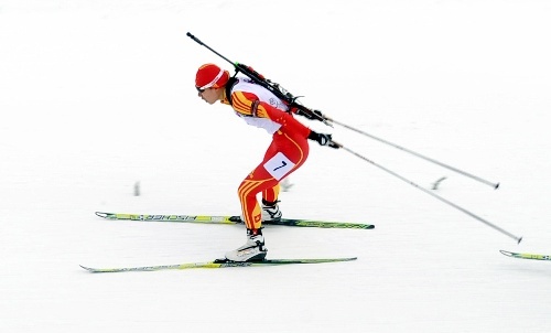 China's Wang Chunli wins gold in the 7th Asian Winter Games women's 7.5 km sprint biathlon in Almaty, Kazakhstan January 31, 2011.