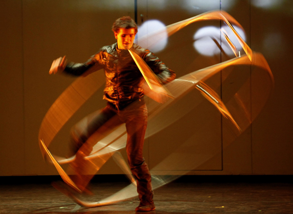 A member of Canadian dance theatre 'The 7 fingers' performs during a rehearsal in Bogota February 8, 2011. The dance theater will perform in Bogota from February 9 to 12.