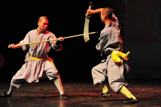 Monks from China's Shaolin Temple perform Shaolin Kungfu in Be'er Sheva, South Israel, Feb 13, 2011, for Chinese Cultural Week which started on Sunday. [Xinhua]