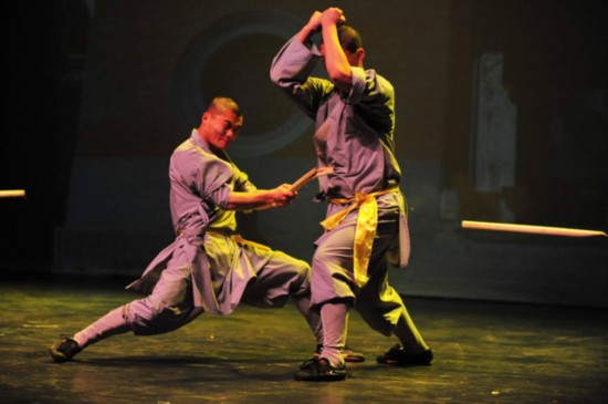 Monks from China's Shaolin Temple perform Shaolin Kungfu in Be'er Sheva, South Israel, Feb 13, 2011, for Chinese Cultural Week which started on Sunday. [Xinhua]