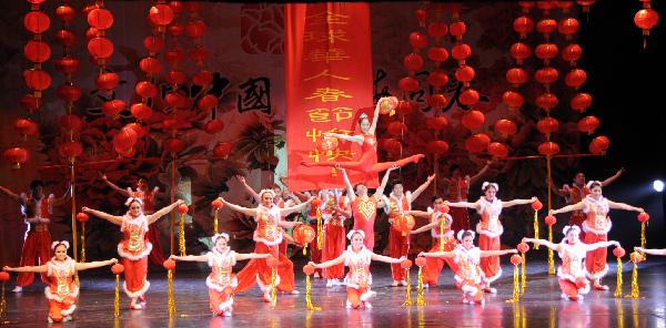 Chinese acrobats perform on the grand show titled 'Cultures of China, Festival of Spring' during its special global art tour in Washington, capital of the United States, on Feb. 21, 2011.