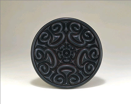 Carved Lacquer Plate By Zhang Cheng 