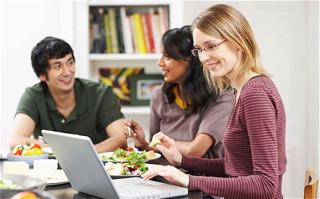  third of those in the study said they were more likely to eat dinner in front of a computer than they were 12 months earlier.