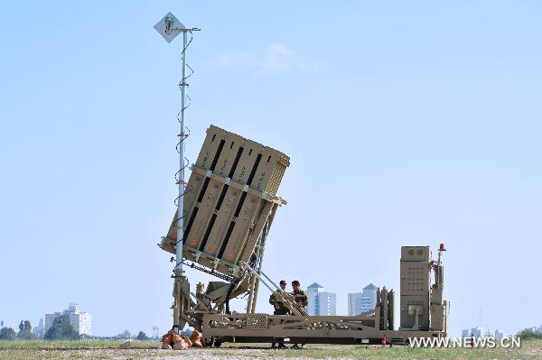 Israeli anti-rocket system Iron Dome is deployed in Beersheba, southern Israel, on March 27, 2011. Israel on Sunday started deploying two batteries of the Iron Dome anti-rocket system in the southern country, in a bid to foil longer-range Kassam and Grad rockets from putting over a million Israelis within striking range in major urban areas. [Rafael Ben-Ari/Xinhua]