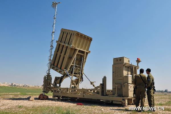 Israeli anti-rocket system Iron Dome is deployed in Beersheba, southern Israel, on March 27, 2011. Israel on Sunday started deploying two batteries of the Iron Dome anti-rocket system in the southern country, in a bid to foil longer-range Kassam and Grad rockets from putting over a million Israelis within striking range in major urban areas. [Rafael Ben-Ari/Xinhua]