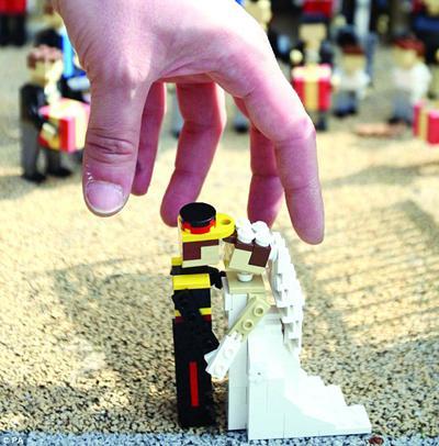 As from April the 1st visitors to Legoland, near the Royal home of Windsor, will be able to see a model version of William and Kate&apos;s nuptials complete with Buckingham Palace and crowds.