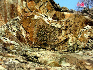 Located 56 kilometers from Yinchuan city, the rock paintings in Helan Mountain are the works done by different ethnic groups of different times covering the themes of nomadic life, sacrifice to gods, animals and human images as well as knives, axes, stone chains, traps and carts. It was listed on the unofficial world cultural heritages by the UNESCO International Committee of Rock Painting in 1977. [Photo: China.org.cn] 