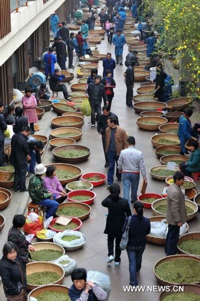 People are seen during a tea fair in Xinchang County, east China's Zhejiang Province, April 11, 2011.