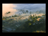 Photo shows the terrace field in Yuanyang county of southwest China's Yunnan Province. The terrace field in Yuanyang where people of Hani ethnic group live covers an area of some 113 square kilometers. [拂锺无声/forums.nphoto.net]