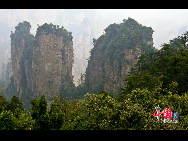 Zhangjiajie of Hunan Province is marked with world-famous Sandstone Peak Forest Geopark, where more than 3,000 sandstone peaks erected high in the clouds are very unique in the world. [China.org.cn]
