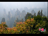 Zhangjiajie of Hunan Province is marked with world-famous Sandstone Peak Forest Geopark, where more than 3,000 sandstone peaks erected high in the clouds are very unique in the world. [China.org.cn]