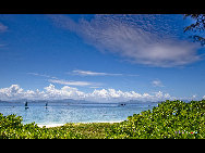 Located in Haitang Bay north of Sanya, Wuzhizhou Island is the 'No. 1 bay under the sun.' It is one of the rare islands that has freshwater in Hainan. It has more than 2,000 types of plants, including the precious dracaena. Wuzhizhou Island boasts pleasant temperature year-round, clean water and various kinds of tropical fish and seafood, such as sea cucumber, lobster, mackerel and sea urchin,. The sea visibility down to 27 meters makes it the best place for diving in China. [KIIII/bbs.fengniao.com]