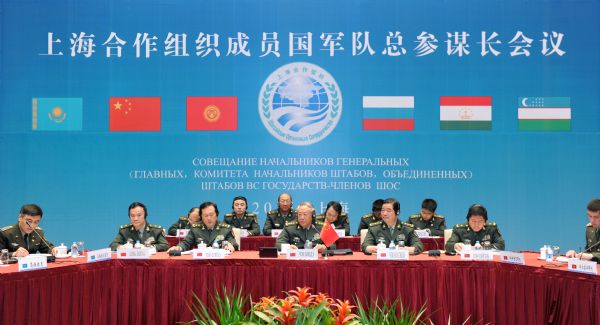 Chen Bingde, chief of the general staff of the Chinese People's Liberation Army, hosts a meeting of military chiefs of the Shanghai Cooperation Organization (SCO) members in Shanghai, April 25, 2011.(Xinhua/Wang Ye) (llp) 