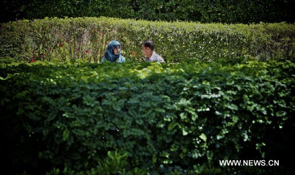 A couple are seen at a park during the traditional festival &apos;the Day of Beneficial Wind&apos; in Cairo, Egypt, April 25, 2011. (Xinhua/Cai Yang) (xhn) 