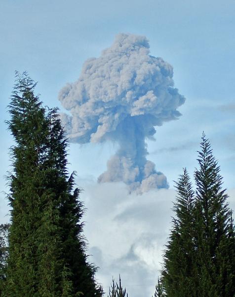 Ash from the Tungurahua volcano is seen in Riobamba, Ecuador on April 26, 2011. The country has ordered locals to evacuate towns near the base of the volcanic mountain located in the south, and issued an alert. 