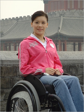 Sang Lan, former Chinese gymnast paralyzed in an accident at the 1998 Goodwill Games in New York. 