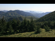 Crowned as the highest mountain in outskirts of Beijing, Lingshan Mountain has an average temperature of 12 degrees Celsius lower than downtown Beijing. And the top of the mountain is covered with snow all year round. Despite the extreme summer heat in downtown Beijing, Lingshan Mountain has its springtime now. Meadows thrive with green grass, languid white sheep wander across the meadow, and you can see outlines of distant mountains in the clear sky.[奔牛牛/forums.nphoto.net]