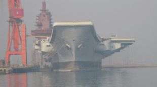 Photo shows the 'Varyag' aircraft carrier being built at a shipyard in Dalian, China. The great 'Varyag' is going to be China's first aircraft carrier.[File photo]