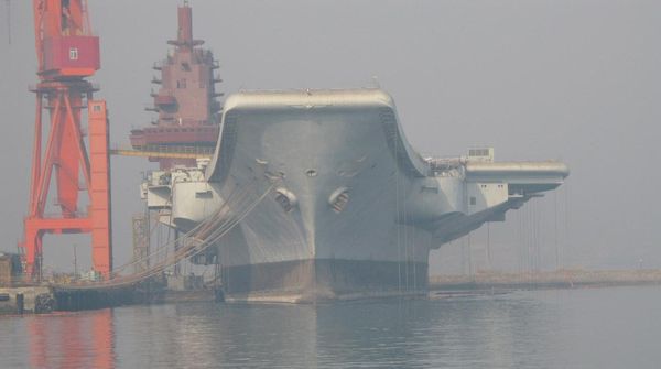 Photo shows the 'Varyag' aircraft carrier being built at a shipyard in Dalian, China. The great 'Varyag' is going to be China's first aircraft carrier.[File photo]