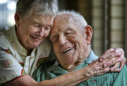 World War 1 Royal Navy veteran Claude Choules with his daughter Anne Pow just before he turned 108.