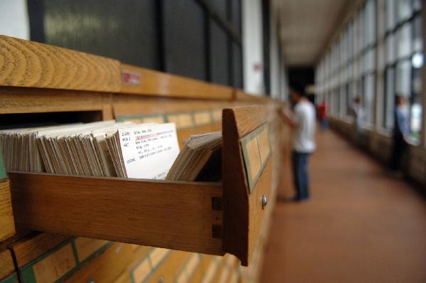 Photo taken on May 9, 2011 shows book cards in the southern component of the National Library of China in Beijing. The southern component of the library completed in 1987 will enter a three-year reconstruction period on May 10.