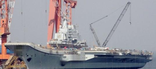 Photo shows the 'Varyag' aircraft carrier being built at a shipyard in Dalian, China. The great 'Varyag' is going to be China's first aircraft carrier.[File photo] 