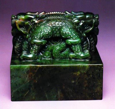 The dragon seal used by Emperor Jiaqing (1796-1820) autioned at the Sotheby aution house, London, on May 12, 2011.