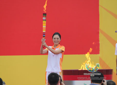 The final torchbearer of the torch relay in Guangzhou 