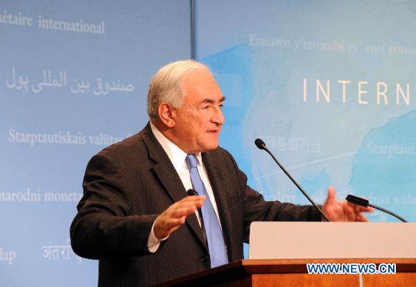 Dominique Strauss-Kahn, Managing Director of the International Monetary Fund (IMF), delivers a speech during a panel discussion in Washington D.C., capital of the Untied States, Feb. 10, 2011. 