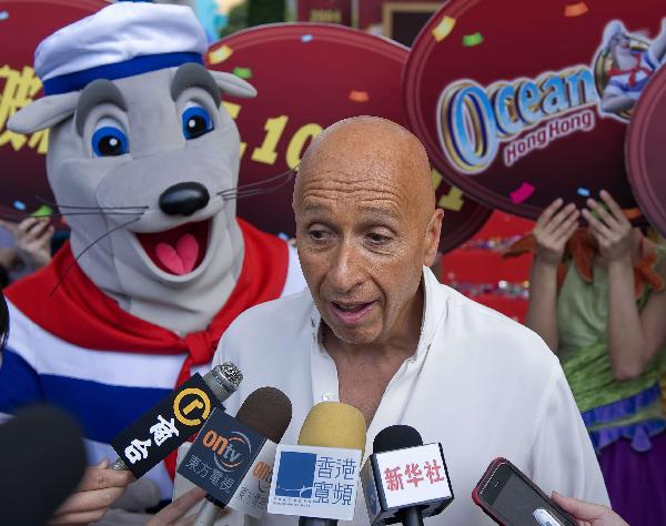 Allan Zeman, Chairman of Hong Kong Ocean Park, is interviewed by media, in Hongkong, south China, May 18, 2011. The ocean park has broken on Wednesday its annual attendance record by surpassing the 5.1 million mark in the current fiscal year ending June 30. [Xinhua/Chen Duo]