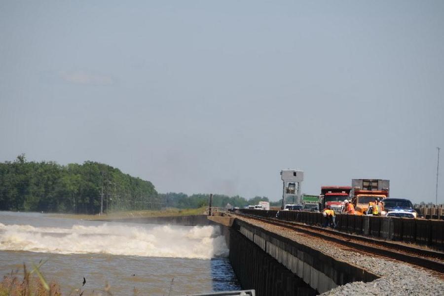 Sixteen of 125 bays already were open before the corps opened another one Wednesday upriver from Baton Rouge. 