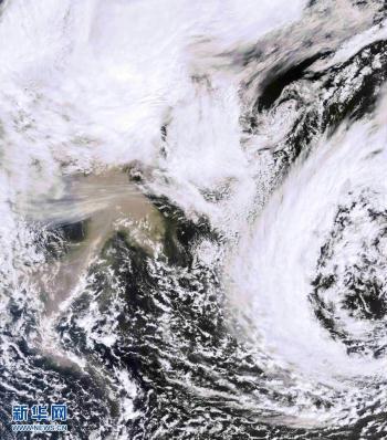 Satellite photo taken on May 23 shows the ash from Iceland volcano eruption.