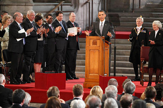President Obama addresses the British Parliament at Westminster Hall in London. [Photo/Agencies]
