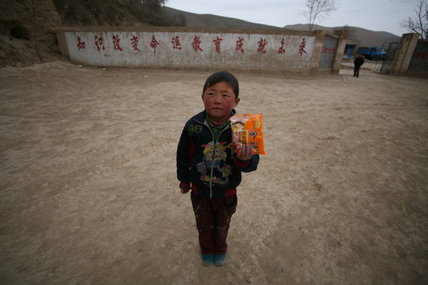 Ningxia rural chilren happy for eggs at breakfast